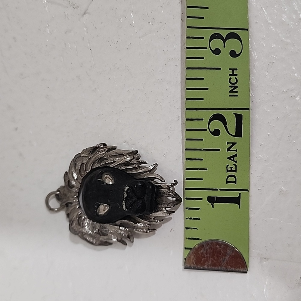 Signed Luca Razza Silver Tone and Black Lion Pendant - Picture 5 of 8